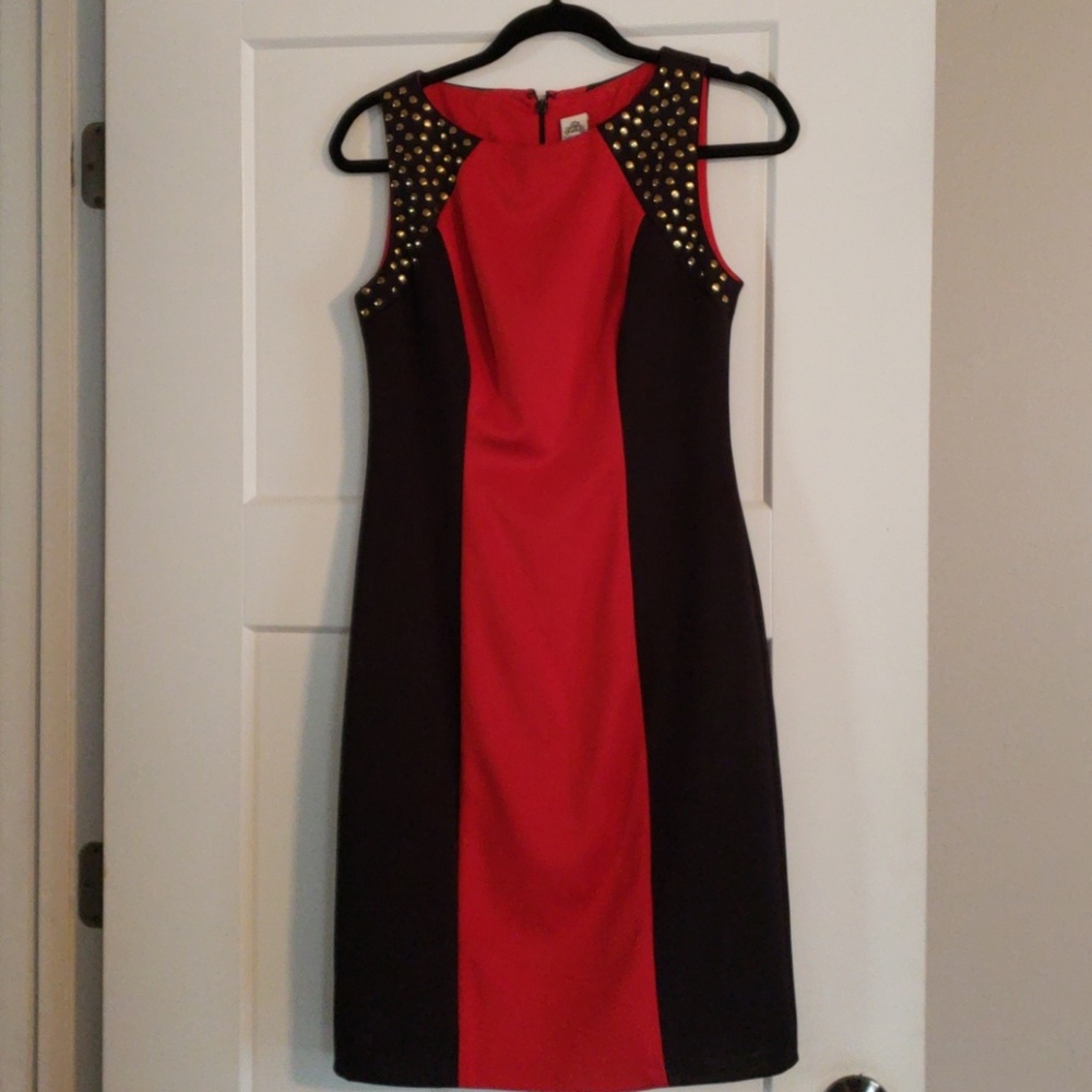 Cute red and black dress with gold studs